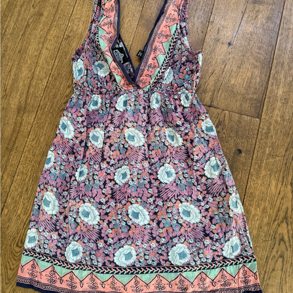 Angie Multicolor Floral Dress or can be worn as a top organic cotton